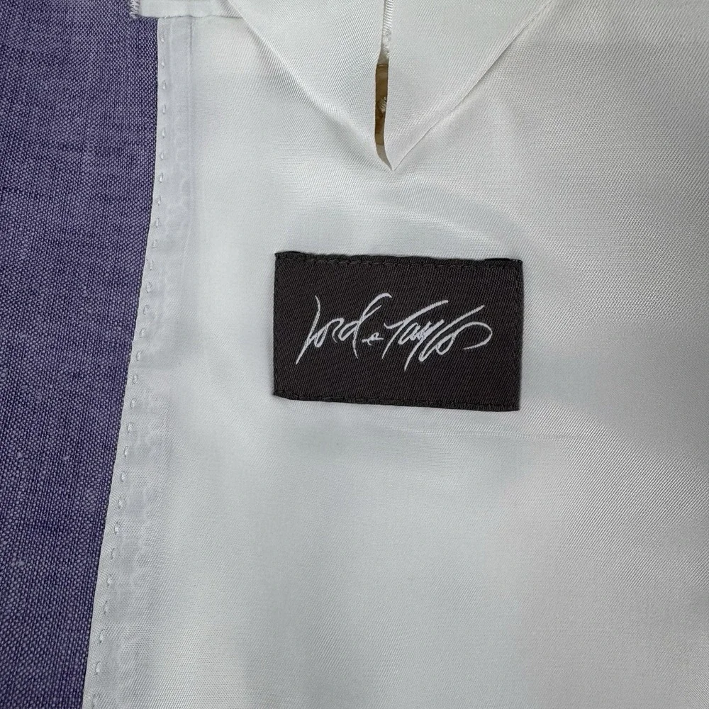 Vintage Lord & Taylor 42R Lavender 100% Linen Sport Coat Blazer Purple Summer